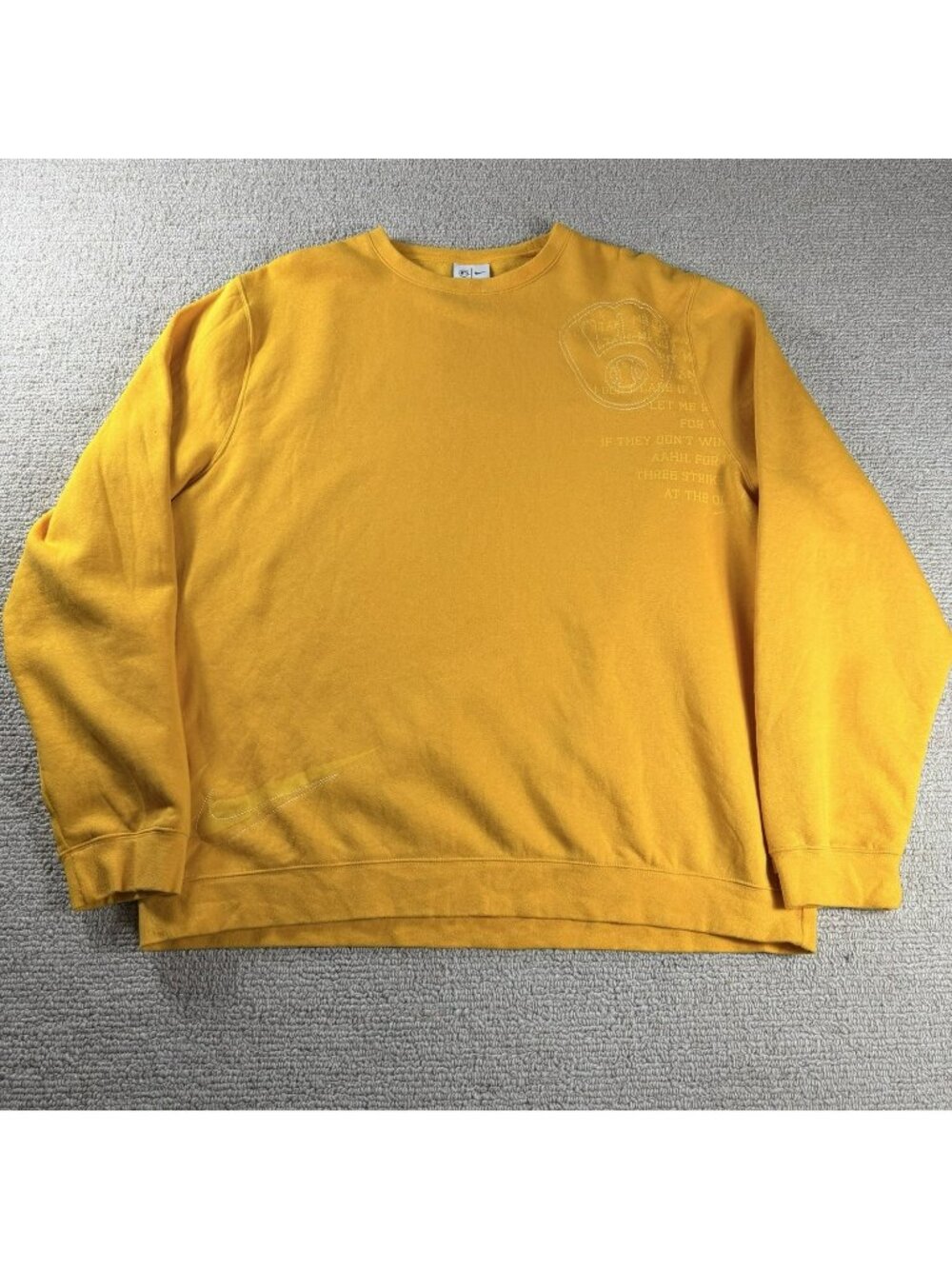 Nike Milwaukee Brewers Statement Ball Game Sweatshirt Gold Men’s Size XXL
